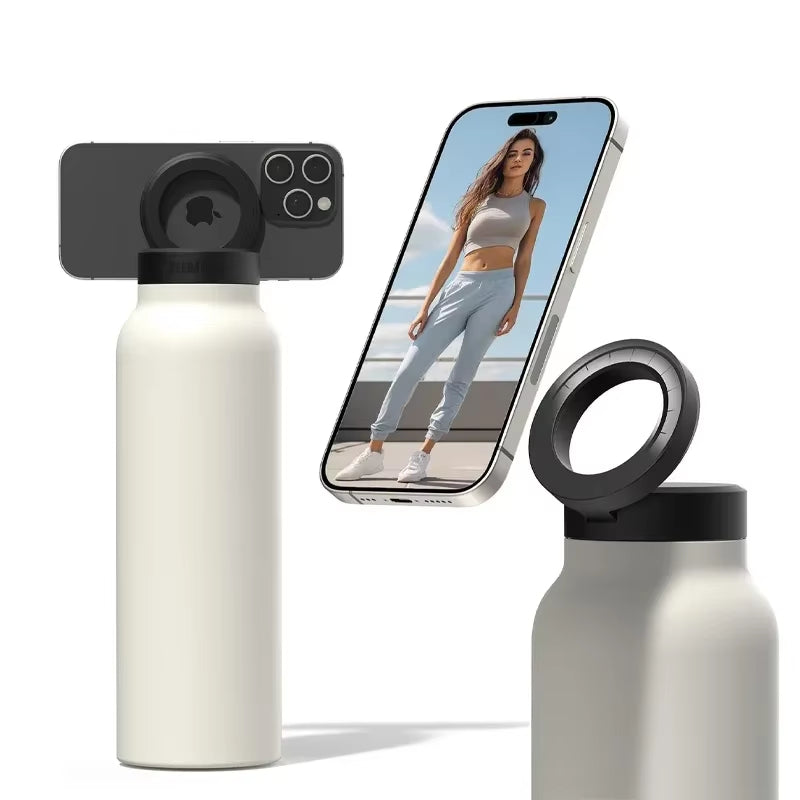 Smart vattenflaska med magnetisk mobilhållare – perfekt för gym & resa