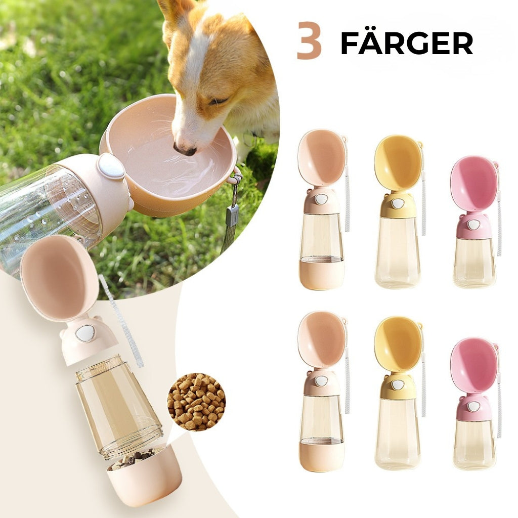 Portabel Vatten och foderflaska för hund – Perfekt för resor och utomhusbruk