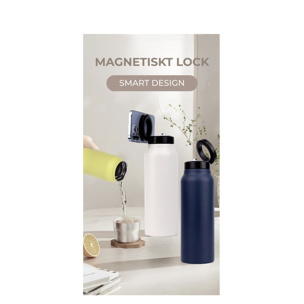 Smart vattenflaska med magnetisk mobilhållare – perfekt för gym & resa