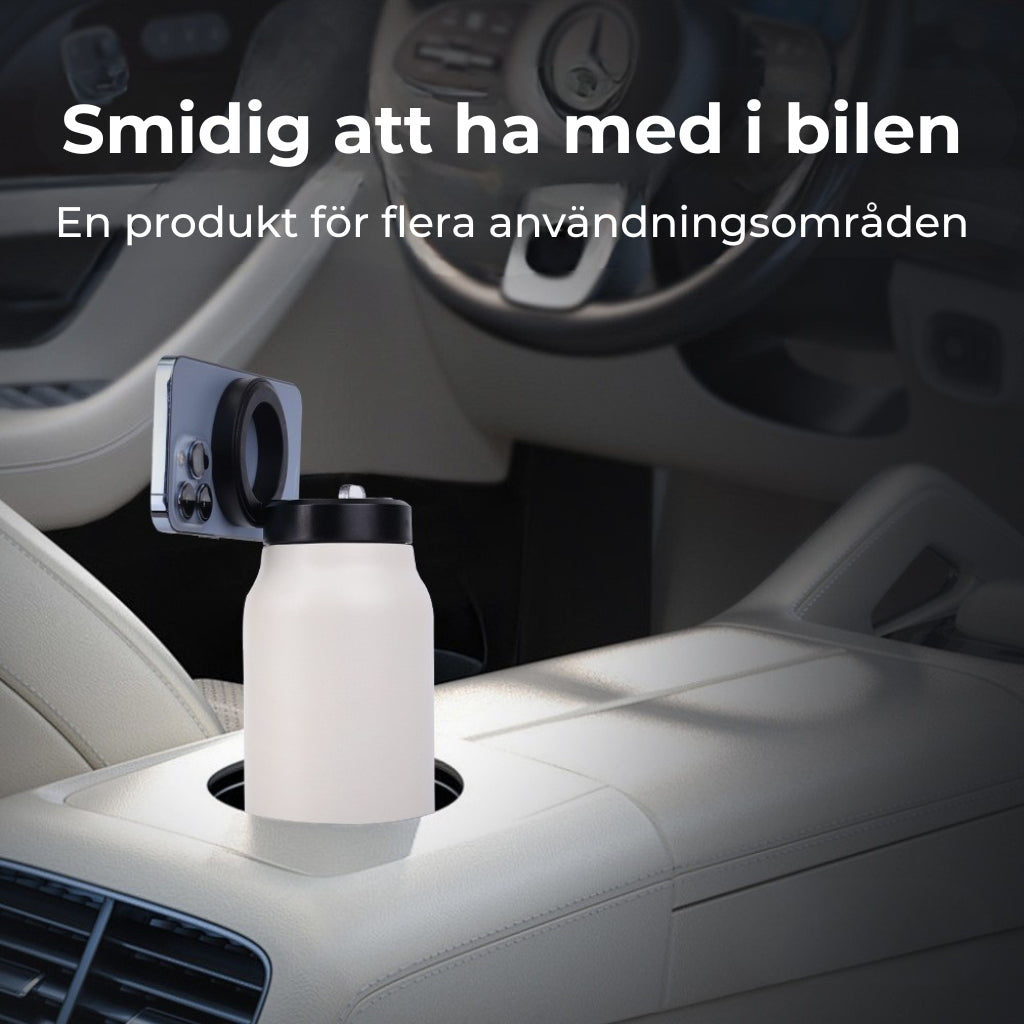 Smart vattenflaska med magnetisk mobilhållare – perfekt för gym & resa
